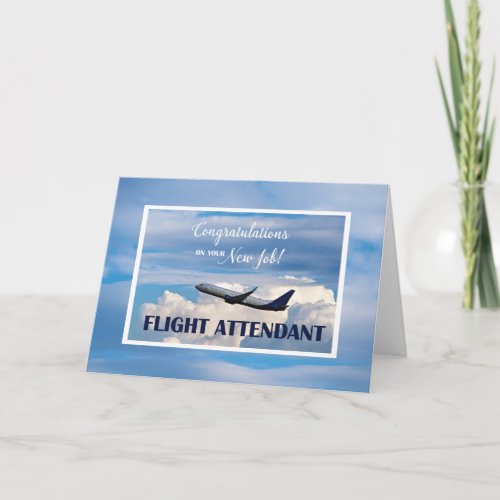 Flight Attendant New Job Congratulations Airplane Card