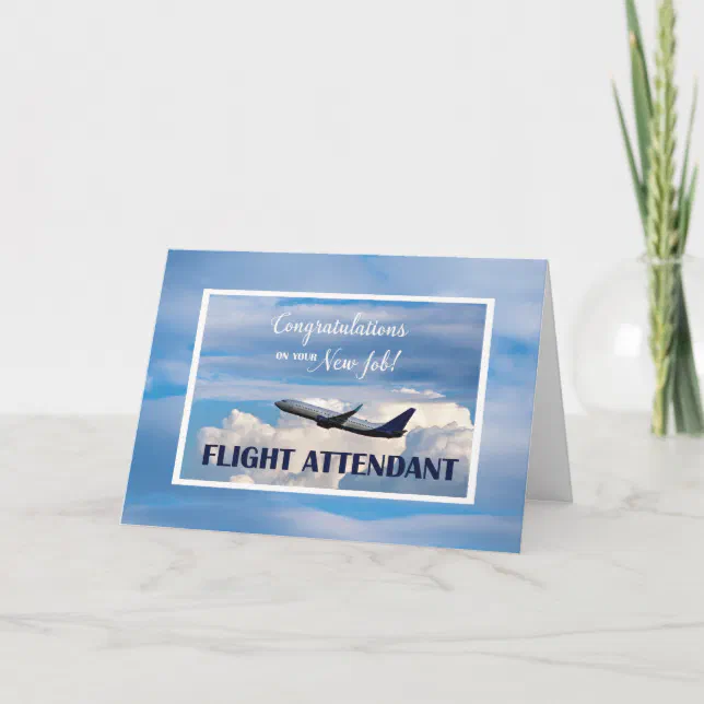 Flight Attendant New Job Congratulations Airplane Card | Zazzle
