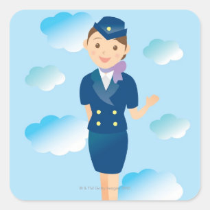 Flight Attendant Square Sticker