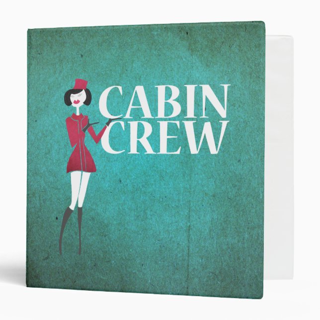 Flight Attendant with Cabin Crew Typography 3 Ring Binder (Front/Inside)