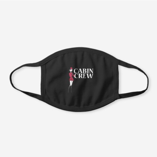 Flight Attendant with Cabin Crew Typography Black Cotton Face Mask