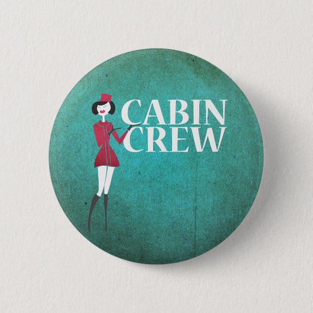 Flight Attendant with Cabin Crew Typography Button (Front)