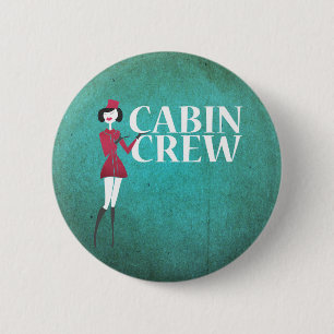 Flight Attendant with Cabin Crew Typography Button