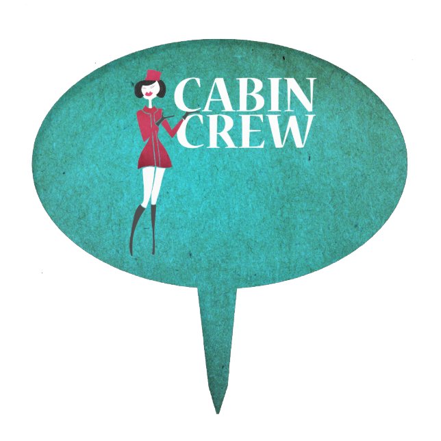 Flight Attendant with Cabin Crew Typography Cake Topper (Front)
