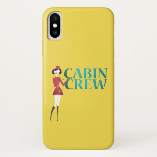 Flight Attendant with Cabin Crew Typography iPhone X Case