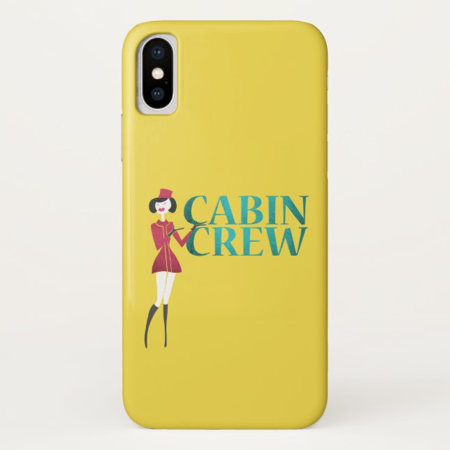 Flight Attendant with Cabin Crew Typography Case-Mate iPhone Case (Back)