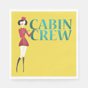 Flight Attendant with Cabin Crew Typography Napkins