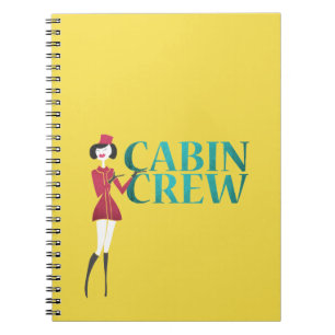 Flight Attendant with Cabin Crew Typography Notebook