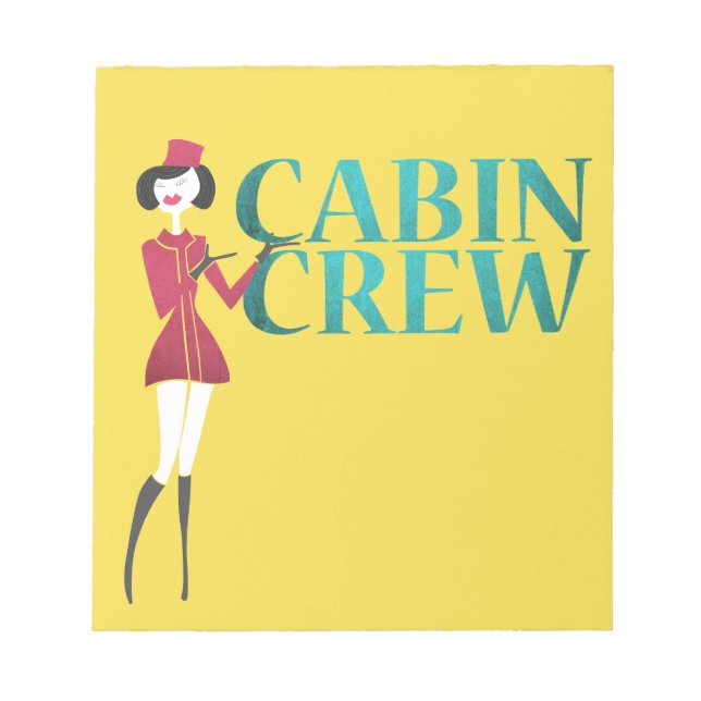 Flight Attendant with Cabin Crew Typography Notepad (Front)