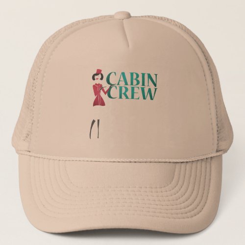 Flight Attendant with Cabin Crew Typography Trucker Hat