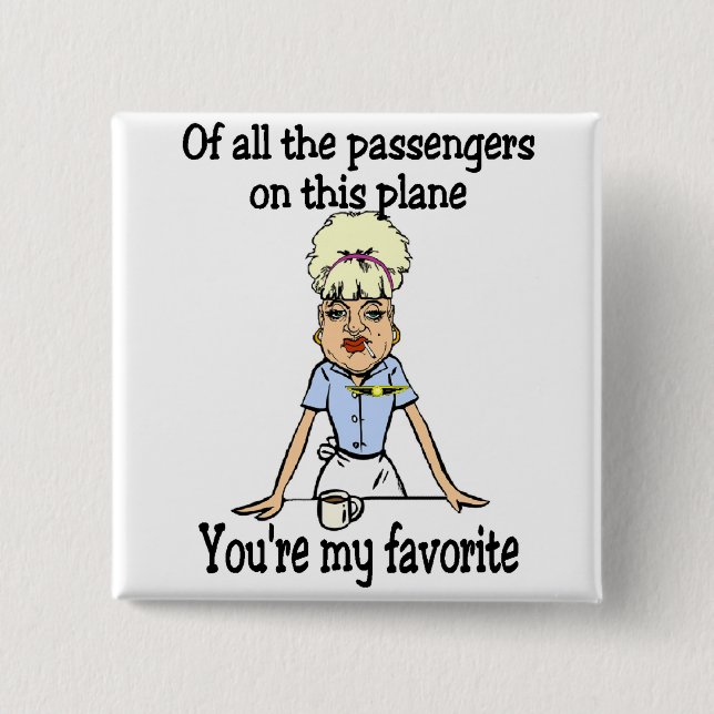 Flight Attendant's Welcome Pinback Button (Front)