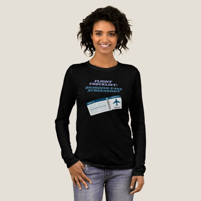 Flight Checklist Boarding Pass Screenshot T-Shirt Tri-Blend Shirt (Full Front)
