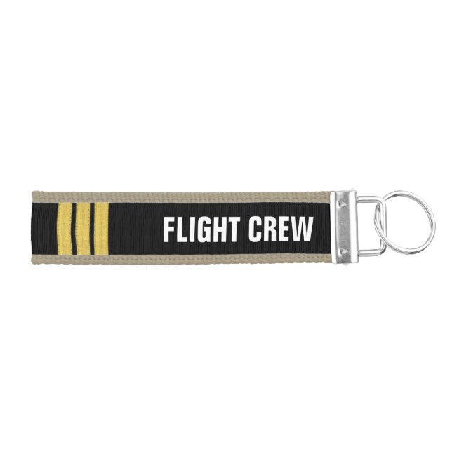 Flight Crew 3 Bar Gold Epaulettes Wrist Keychain (Keys on Right)