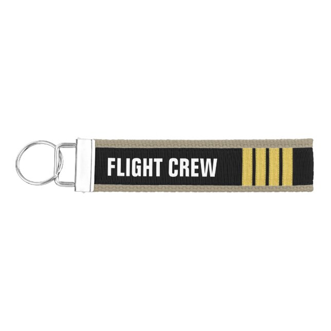 Flight Crew 4 Bar Gold Epaulettes Wrist Keychain (Keys on Left)