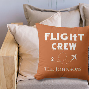Flight Crew Airplane Fly Terracotta Personalized Throw Pillow