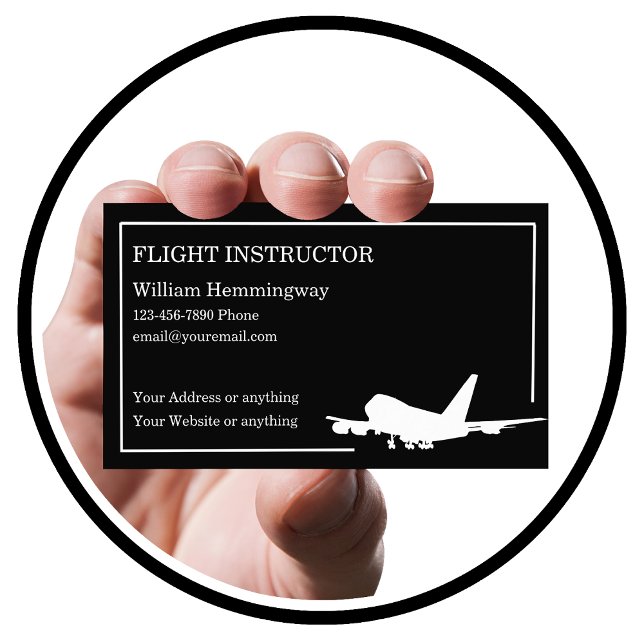 Flight Instructor Modern Jet Airplane Business Card (Creator Uploaded)