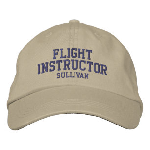 Flight Instructor Pilot Khaki Tan Custom  Embroidered Baseball Cap