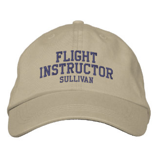 Flight Instructor Pilot Khaki Tan Custom Embroidered Baseball Cap