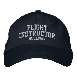 Flight Instructor Pilot Navy Blue & White Custom Embroidered Baseball Cap