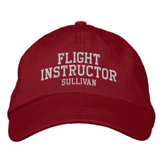 Flight Instructor Pilot Red Custom Embroidered Baseball Cap