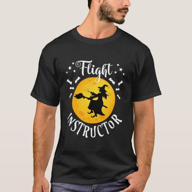 Flight Instructor Trick Or Treat Halloween Witch T-Shirt (Front)