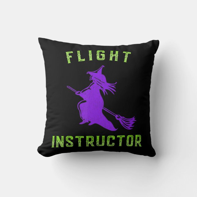Flight Instructor Witch Halloween  Throw Pillow (Front)