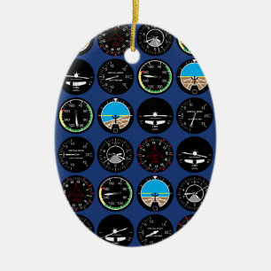 Flight Instruments Ceramic Ornament