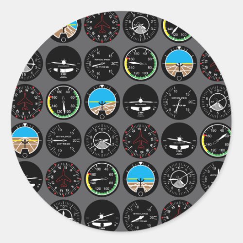 Flight Instruments Classic Round Sticker