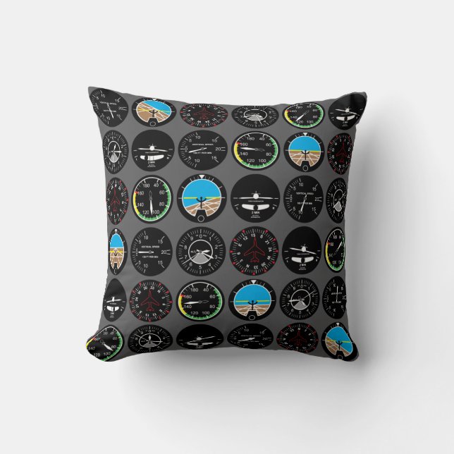 Flight Instruments Throw Pillow (Front)