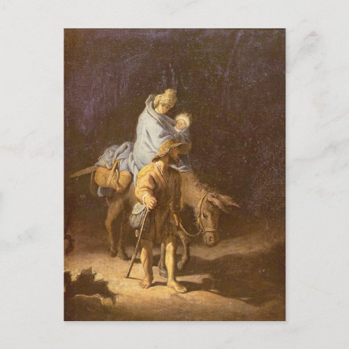 Flight into Egypt by Rembrandt Holiday Postcard