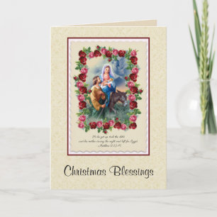Flight into Egypt Roses Christmas Holiday Card
