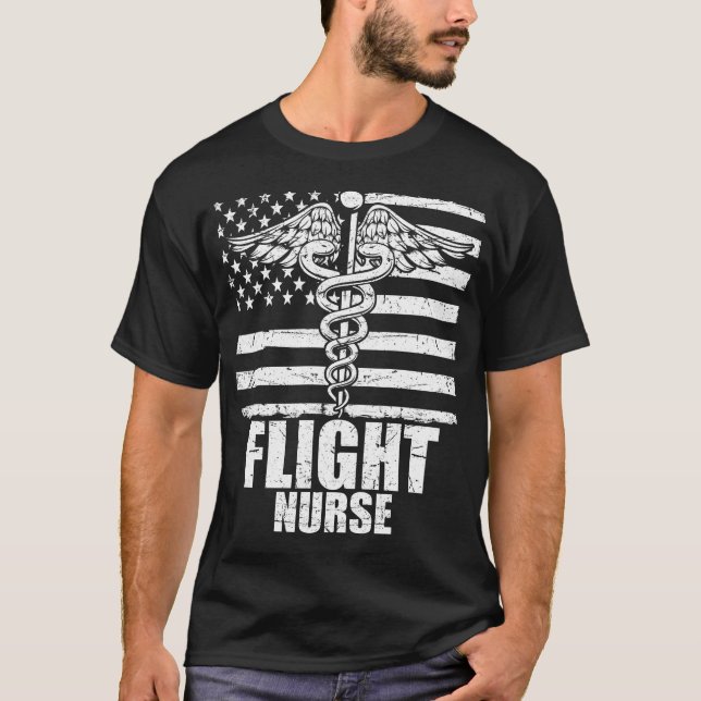 Flight Nurse American Flag T-Shirt (Front)
