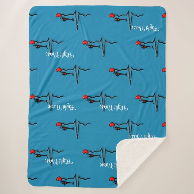 Flight Nurse QRS & Helicopter Blue Sherpa Blanket (Front)