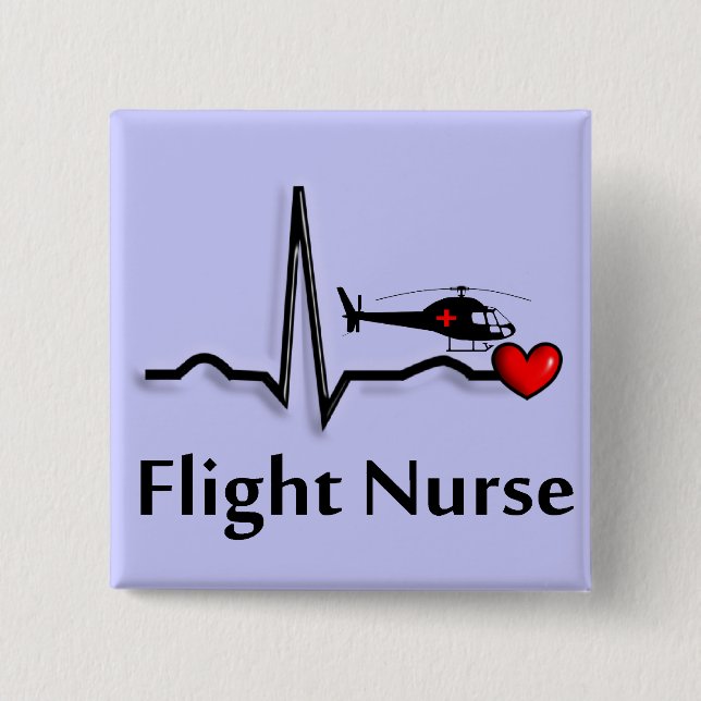 Flight Nurse QRS & Helicopter Design Pinback Button (Front)