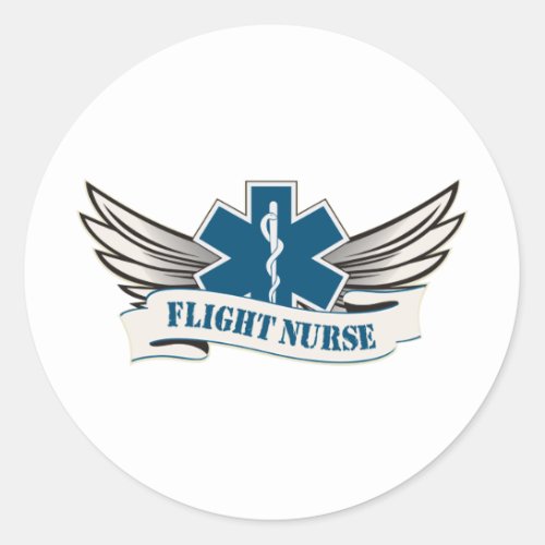 flight nurse wings classic round sticker