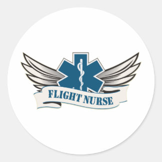 flight nurse wings classic round sticker