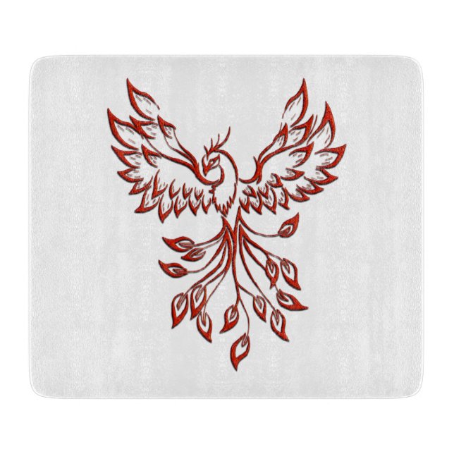 Flight of A Phoenix Glass Cutting Board (Front)