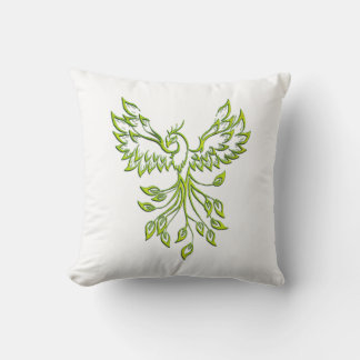 Flight of A Phoenix Green  Throw Pillow