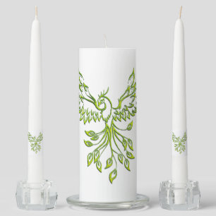Flight of A Phoenix Green Unity Candle Set