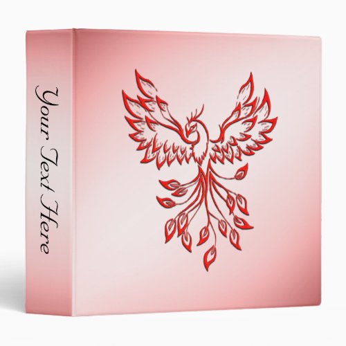 Flight of A Phoenix Red on Pink 3 Ring Binder