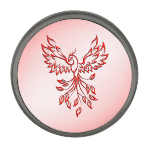 Flight of A Phoenix Red on Pink Gunmetal Finish Lapel Pin