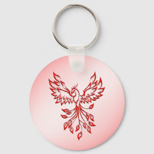 Flight of A Phoenix Red on Pink Keychain