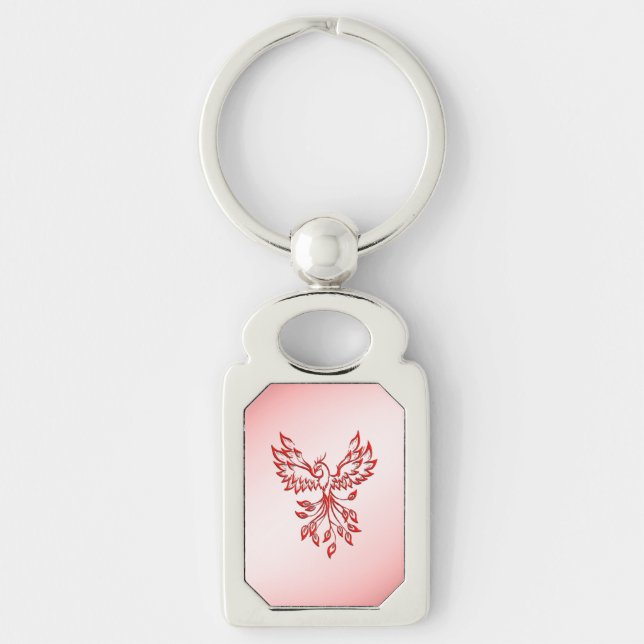 Flight of A Phoenix Red on Pink Keychain (Front)