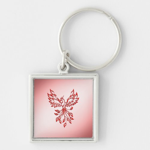 Flight of A Phoenix Red on Pink Keychain