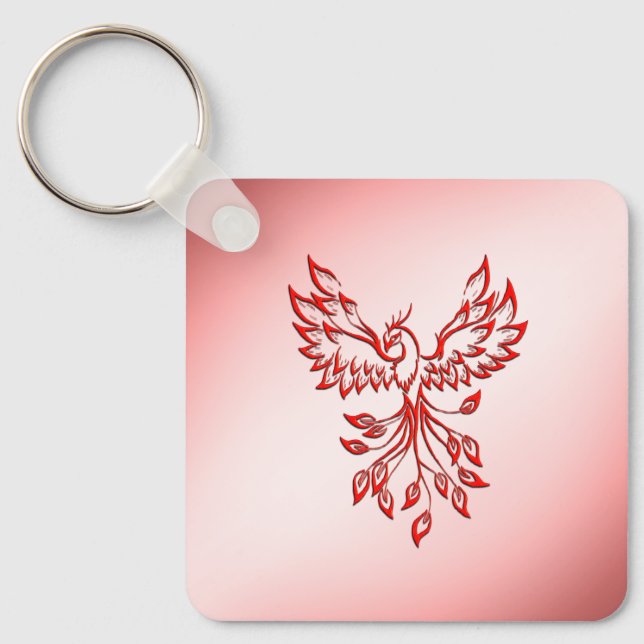 Flight of A Phoenix Red on Pink Keychain (Front)