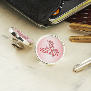 Flight of A Phoenix Red on Pink Lapel Pin