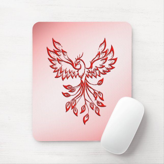 Flight of A Phoenix Red on Pink Mouse Pad (With Mouse)