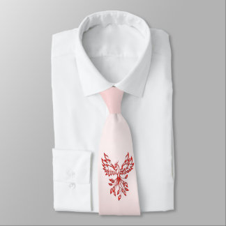 Flight of A Phoenix Red on Pink Neck Tie