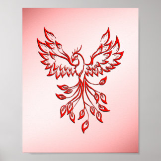 Flight of A Phoenix Red on Pink Poster