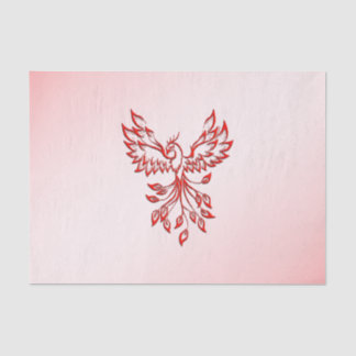 Flight of A Phoenix Red on Pink Tissue Paper